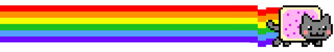 Nyan Cat and his rainbow spanning the length of the page.